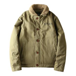 冬季新款美式复古休闲男羊羔绒加绒加厚保暖翻领棉衣棉服流行外套