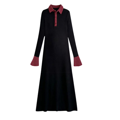 孕妇连衣裙秋冬2025新款黑色孕