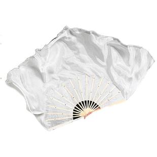 扇子舞蹈扇落了白古风古典舞真丝双面渐变纯白成人跳舞台表演道具
