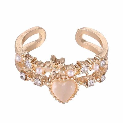 爱神降临爱心猫眼石ins潮戒指女