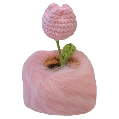 毛绒针织郁金香可车载超治愈盆栽