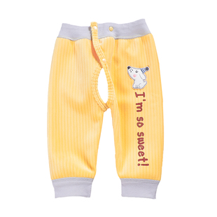 婴幼儿加绒保暖裤秋冬男女宝宝可调节暗扣开裆裤春秋外穿束脚裤