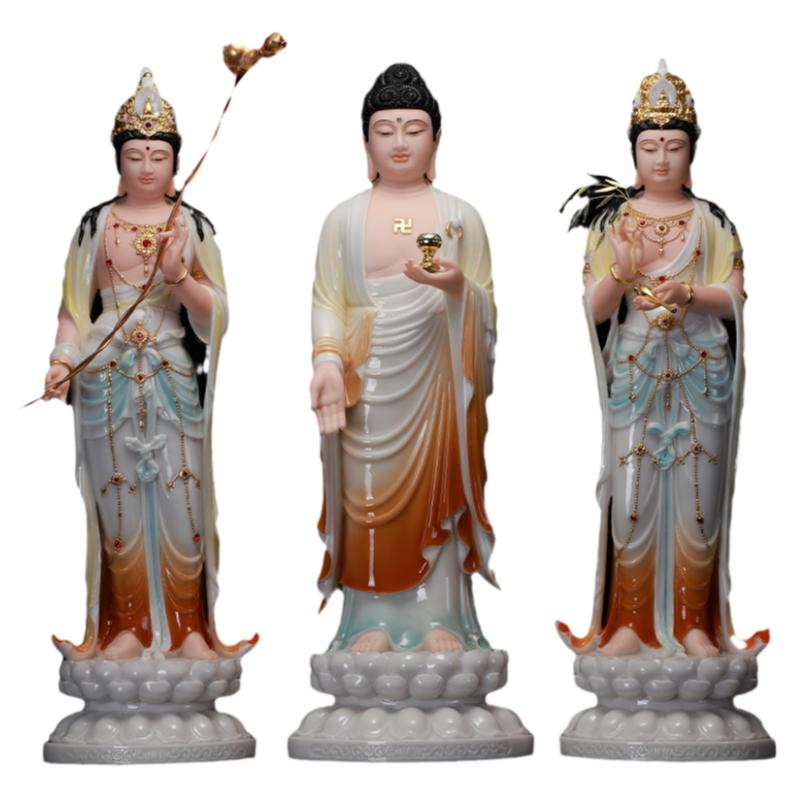 特惠结缘汉白玉西方三圣观音像观音佛像阿弥陀佛像大势至菩萨站像