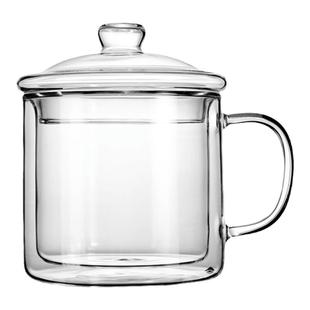 高硼硅双层玻璃杯家用耐高温杯子马克杯带盖水杯办公室茶杯咖啡杯