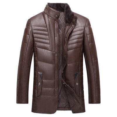 男士羽绒服皮衣羽绒服真皮皮衣