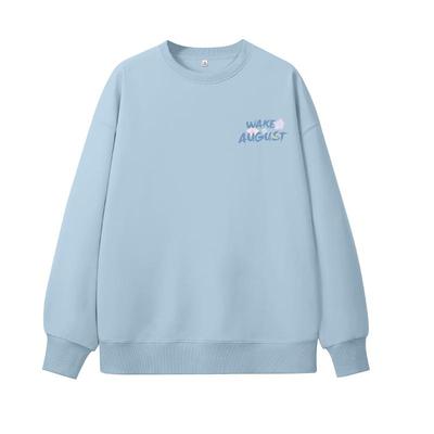 唐狮蓝色圆领无帽卫衣女春秋款