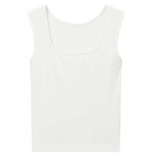 热风女士背心2026年夏季新款白色基础百搭打底背心方领背心打底衫