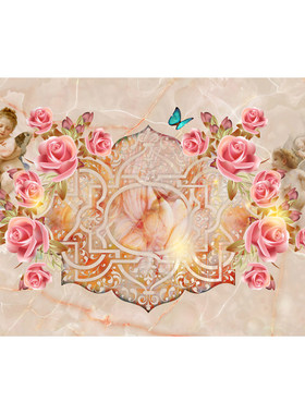 立体花纹温馨卧室吊顶自粘墙贴画