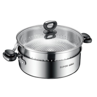 苏泊尔不锈钢多功能火锅ST30B5煮面锅汤锅蒸锅通用鸳鸯锅ST28Z4