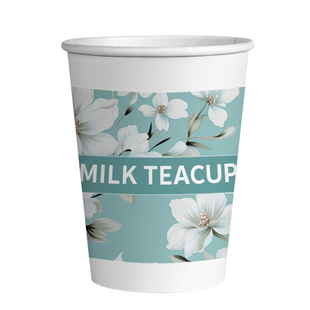 一次性纸杯古风国风清新家用加厚杯子加硬茶杯商用热饮杯整箱批发