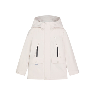 hazzys哈吉斯童装男女童风衣秋新透湿三防加绒连帽厚外套