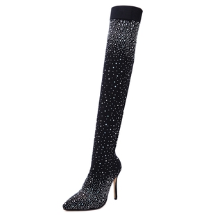 Rhinestone Over the knee high boots 长筒袜子高跟水钻过膝长靴