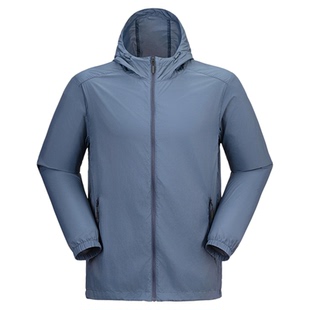 黑冰男款防晒衣UPF50+轻薄透气连帽上衣户外跑步皮肤衣外套8813