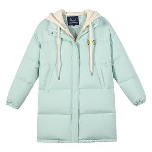 学生羽绒服女韩版少女初中生中长款2025冬装新款外套90绒加厚宽松