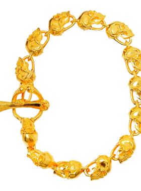 渡鸦欧美暗黑手工纯银骷髅手链