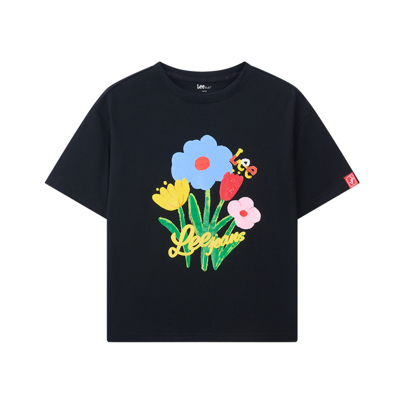 Leekids纯棉夏季花朵儿童T恤
