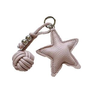 质感皮革星星手工球miu系包包挂件通勤简约复古钥匙扣钢珠挂饰ins