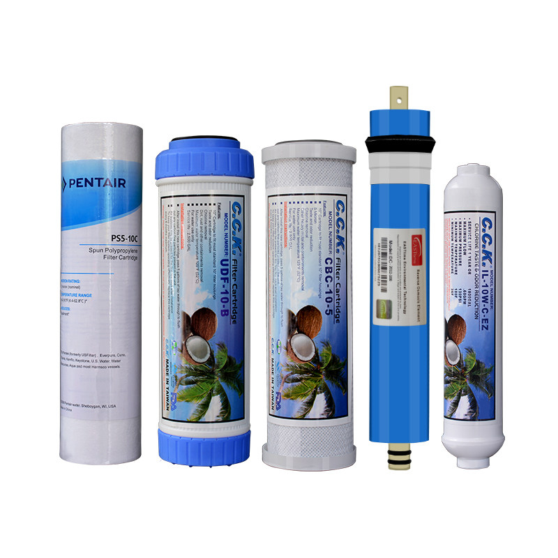 净水器滤芯五级套装 10寸PP棉活性炭RO膜全套装家用过滤通用芯
