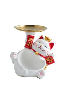 招财猫咪装放糖果盘前台接待店铺