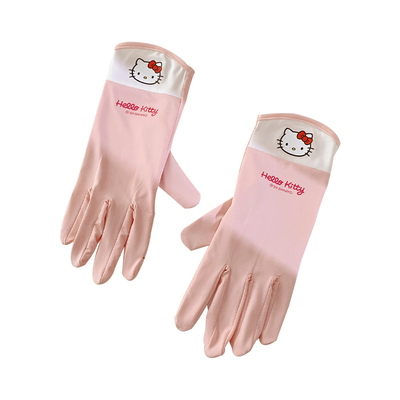 粉色Hellokitty冰丝防晒手套