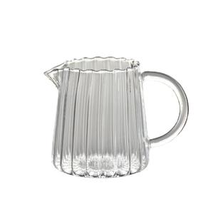 日式简约手工条纹小奶壶 耐热玻璃奶杯 分茶器 公道杯奶罐 超轻薄