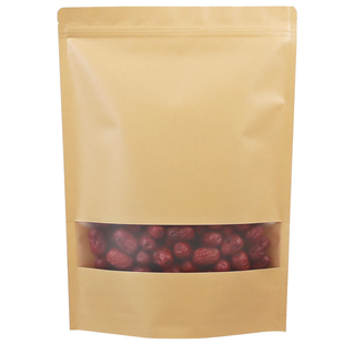 牛皮纸袋自封袋密封茶叶食品自立包装袋磨砂开窗加厚干果袋子定制
