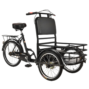 新款家用倒骑三轮车休闲轻便脚蹬代步车客货两用带娃遛宠夜市摆摊