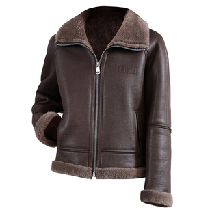 羊剪绒大衣女2025冬新短款简约优雅淑女海宁羔羊毛毛颗粒皮草外套