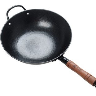 龟纹铸铁锅家用平底加厚不易粘老式炒锅炒菜锅燃气灶用电磁炉专用