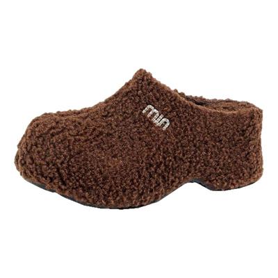 时尚羊羔绒一脚蹬包头半拖鞋百搭