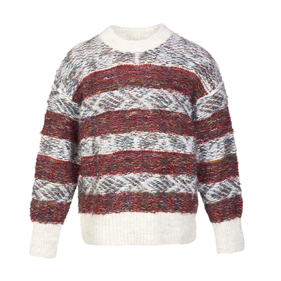 Howwell 条纹乱染混纱羊毛毛衣绞花甜美渐变色女