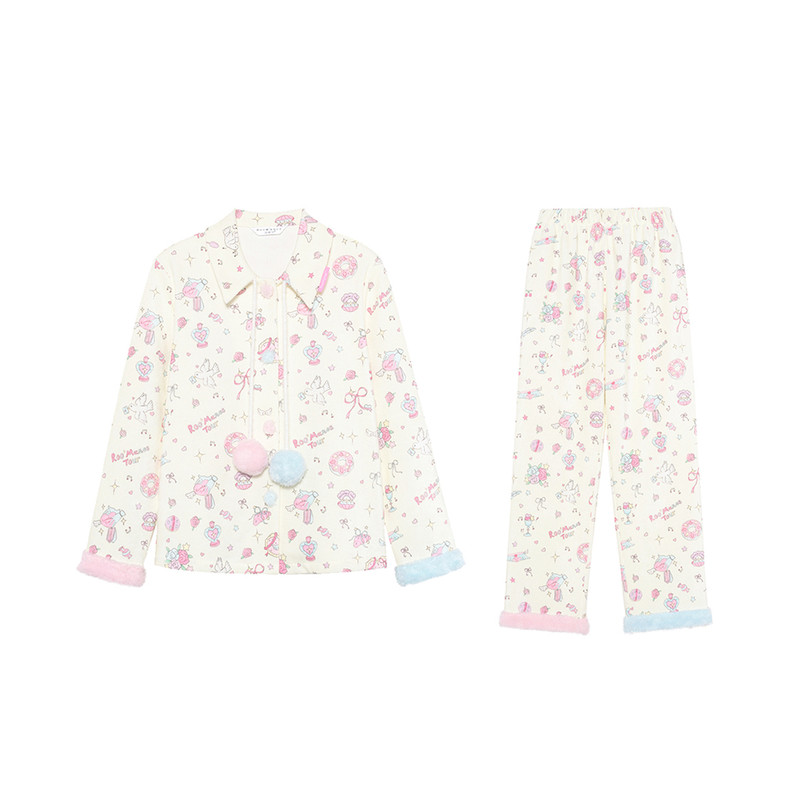 原创雪尼尔绒睡衣女冬加厚家居服