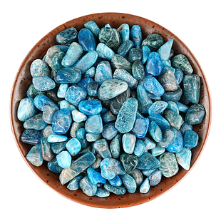 天然蓝色磷灰石碎石摆件小颗粒钙磷酸盐宝石原石矿物标本装饰石头