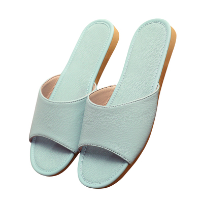 轻奢北欧风牛皮室内地板防滑拖鞋