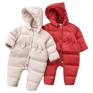 【商场同款】拉比羽绒可脱帽全开连体衣加厚保暖男女宝宝哈衣爬服