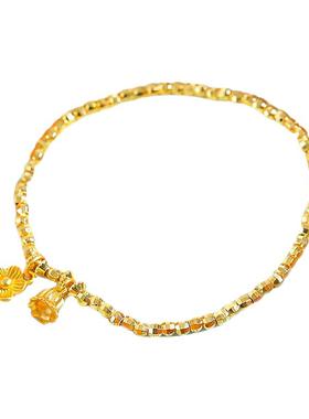 超闪碎金子小铃兰花朵手链女24K金小众轻奢级个性蹦迪珠串珠手饰