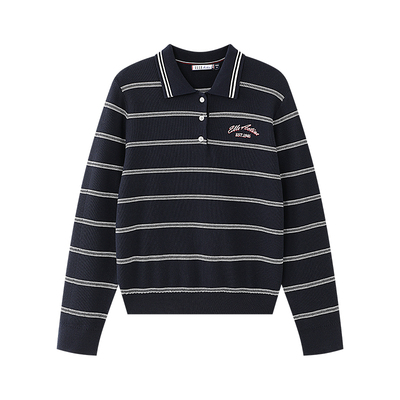 ELLEActive条纹针织polo衫