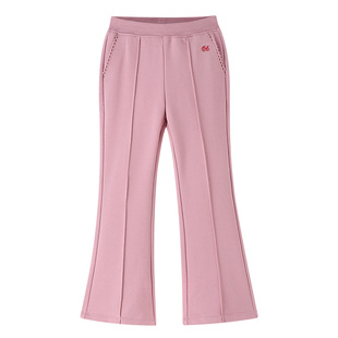 安奈儿童装女童微喇针织单裤2025秋新款儿童显瘦裤子黑色休闲长裤