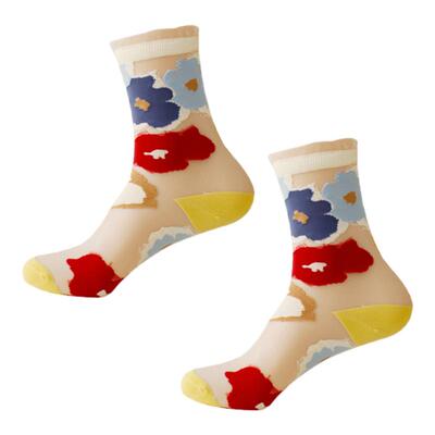 米吉诺拉原创个性时尚玻璃纱透明袜子小仙女百搭春夏季薄款中筒袜