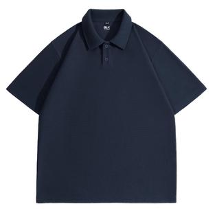 班尼路S&K系列华夫格POLO衫短袖男款夏季藏青色男士翻领体恤衫LF
