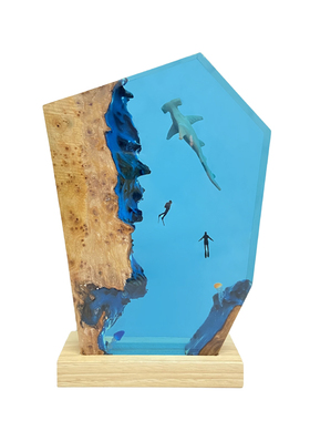 带灯光室内家居饰品实木树脂装饰