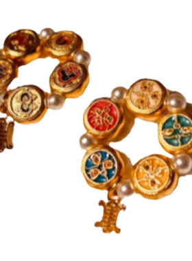 铜合金仿珍珠戒指 《五路财眼》原创手作贝珠福寿戒指