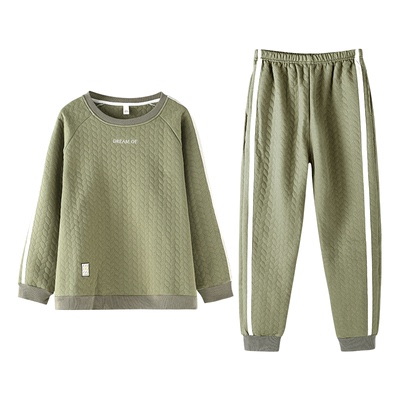 情侣长袖睡衣纯棉夹层