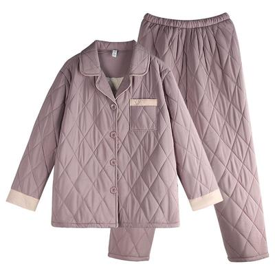 轩靓抗静电情侣睡衣冬季三层夹棉