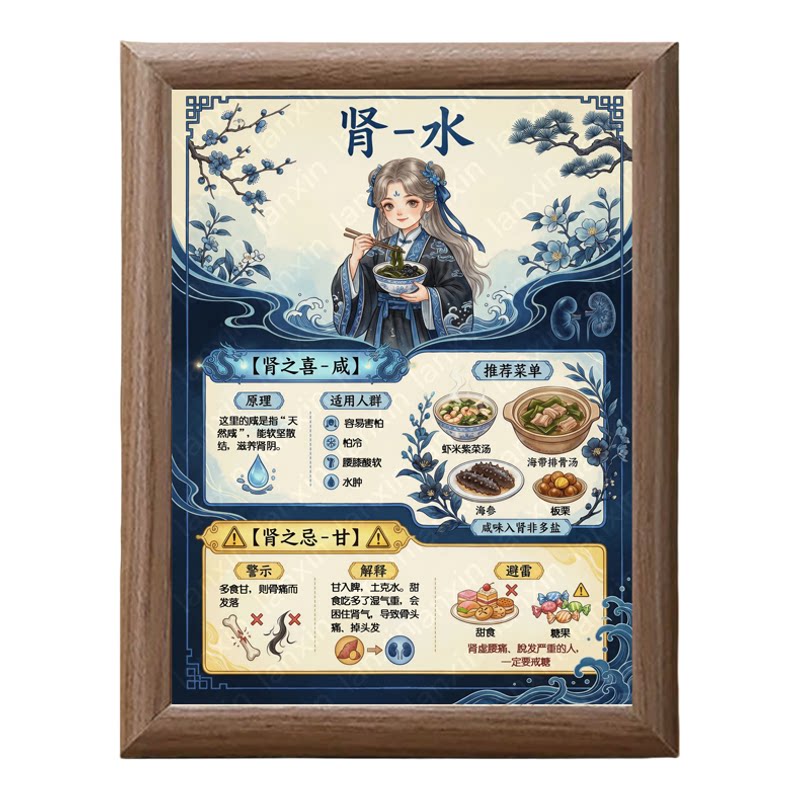 五味养生图养生馆木质桌面相框