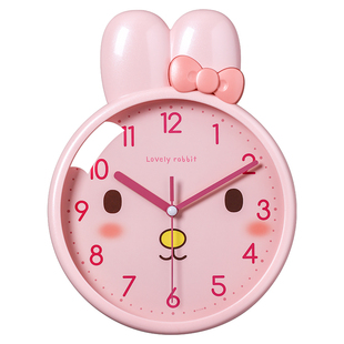 时钟新款卡通儿童女孩钟表挂钟客厅卧室小静音挂墙免打孔石英家用