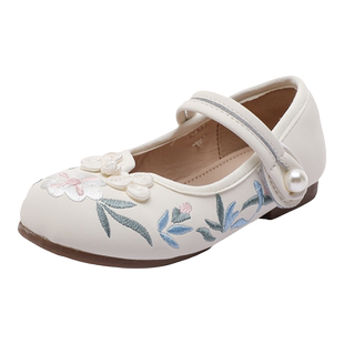 汉服小皮鞋女童公主鞋2026春秋新款软底新中式国风古风儿童绣花鞋