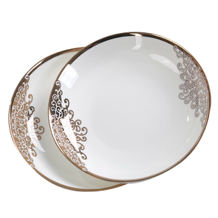 一品唐 6英寸家用小盘子陶瓷小深盘金边欧式骨瓷餐具个性小菜碟子