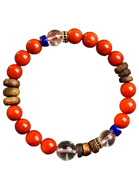 保山南红火焰纹牛血红手串