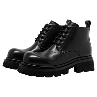 BOSSSUNWEN秋冬新款马丁靴男英伦风高帮大头皮鞋厚底增高工装短靴